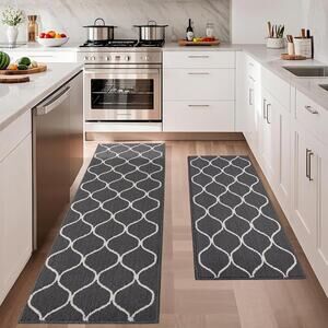 COSY HOMEER 2PCS 23.6x47 Inch 23.6x71.2 Inch Kitchen Rug Mat Set, Soft Absorbent